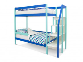 Двухъярусная кровать Svogen с бортиком мятно-синий в Чебаркуле - chebarkul.magazinmebel.ru | фото - изображение 1