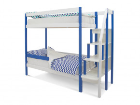 Двухъярусная кровать Svogen с бортиком синий-белый в Чебаркуле - chebarkul.magazinmebel.ru | фото - изображение 1