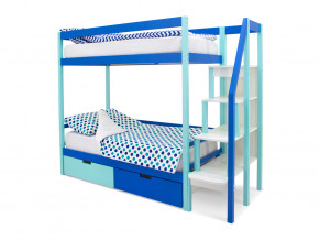 Двухъярусная кровать Svogen с ящиками мятно-синий в Чебаркуле - chebarkul.magazinmebel.ru | фото