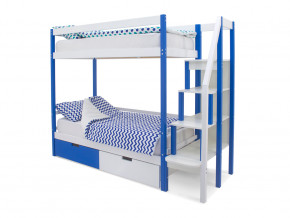 Двухъярусная кровать Svogen с ящиками сине-белый в Чебаркуле - chebarkul.magazinmebel.ru | фото - изображение 1
