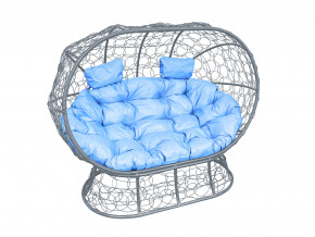 Кокон Лежебока на подставке с ротангом голубая подушка в Чебаркуле - chebarkul.magazinmebel.ru | фото - изображение 1