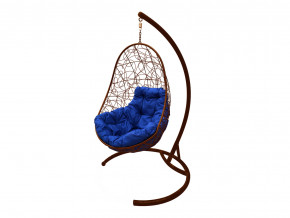 Кокон Овал с ротангом синяя подушка в Чебаркуле - chebarkul.magazinmebel.ru | фото - изображение 1
