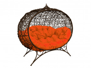 Кокон Улей на ножках с ротангом оранжевая подушка в Чебаркуле - chebarkul.magazinmebel.ru | фото