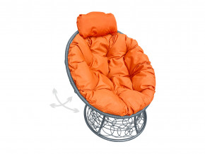 Кресло Папасан мини пружинка с ротангом оранжевая подушка в Чебаркуле - chebarkul.magazinmebel.ru | фото - изображение 1