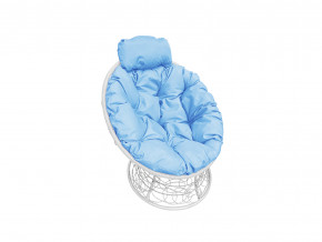 Кресло Папасан мини с ротангом голубая подушка в Чебаркуле - chebarkul.magazinmebel.ru | фото