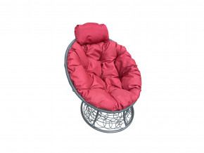 Кресло Папасан мини с ротангом красная подушка в Чебаркуле - chebarkul.magazinmebel.ru | фото