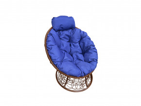 Кресло Папасан мини с ротангом синяя подушка в Чебаркуле - chebarkul.magazinmebel.ru | фото