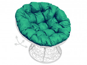 Кресло Папасан пружинка с ротангом зелёная подушка в Чебаркуле - chebarkul.magazinmebel.ru | фото