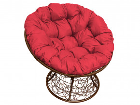 Кресло Папасан с ротангом красная подушка в Чебаркуле - chebarkul.magazinmebel.ru | фото - изображение 1