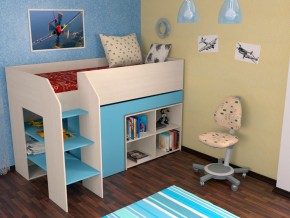 Кровать чердак Теремок 2 Голубой в Чебаркуле - chebarkul.magazinmebel.ru | фото - изображение 1