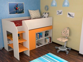 Кровать чердак Теремок 2 Оранжевый в Чебаркуле - chebarkul.magazinmebel.ru | фото - изображение 1