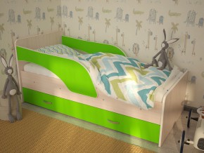 Кровать детская Максимка млечный дуб-лайм в Чебаркуле - chebarkul.magazinmebel.ru | фото
