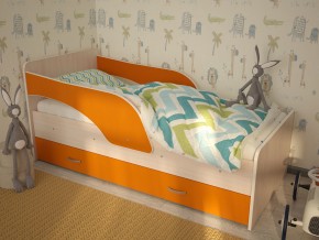 Кровать детская Максимка млечный дуб-оранж в Чебаркуле - chebarkul.magazinmebel.ru | фото