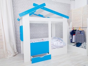 Кровать детская Теремок с ящиком лазурь в Чебаркуле - chebarkul.magazinmebel.ru | фото - изображение 1