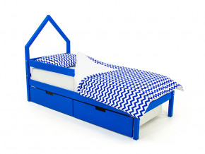 Кровать-домик мини Svogen с ящиками и бортиком синий в Чебаркуле - chebarkul.magazinmebel.ru | фото - изображение 1