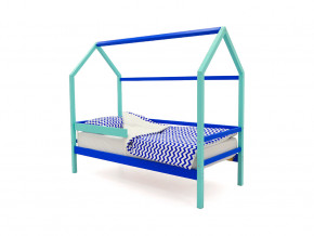 Кровать-домик Svogen с бортиком мятно-синий в Чебаркуле - chebarkul.magazinmebel.ru | фото - изображение 1