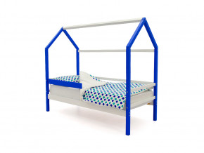 Кровать-домик Svogen с бортиком сине-белый в Чебаркуле - chebarkul.magazinmebel.ru | фото - изображение 1
