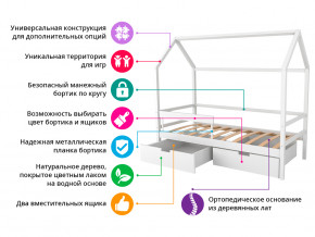 Кровать-домик Svogen с фото с ящиками и бортиком белый/львята в Чебаркуле - chebarkul.magazinmebel.ru | фото - изображение 2
