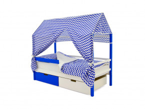 Кровать-домик Svogen с ящиками и бортиком сине-белый в Чебаркуле - chebarkul.magazinmebel.ru | фото - изображение 4