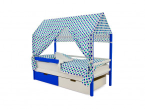 Кровать-домик Svogen с ящиками и бортиком сине-белый в Чебаркуле - chebarkul.magazinmebel.ru | фото - изображение 5
