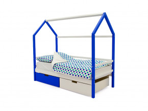Кровать-домик Svogen с ящиками сине-белый в Чебаркуле - chebarkul.magazinmebel.ru | фото - изображение 1