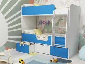Кровать двухъярусная Малыш двойняшка белый-голубой в Чебаркуле - chebarkul.magazinmebel.ru | фото