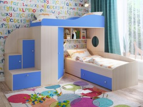 Кровать Кадет 2 Дуб молочный-голубой в Чебаркуле - chebarkul.magazinmebel.ru | фото