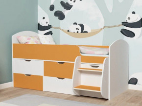 Кровать Малыш-7 белое дерево-оранжевый в Чебаркуле - chebarkul.magazinmebel.ru | фото - изображение 1