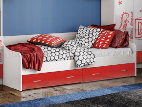 Кровать с ящиками Вега Алфавит Красный в Чебаркуле - chebarkul.magazinmebel.ru | фото