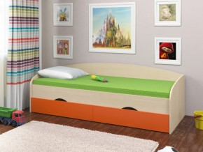 Кровать Соня 2 дуб молочный-оранжевый в Чебаркуле - chebarkul.magazinmebel.ru | фото - изображение 1