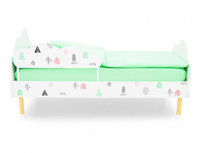 Кровать Stumpa Облако с бортиком рисунок Домики розовый, бирюзовый в Чебаркуле - chebarkul.magazinmebel.ru | фото - изображение 3