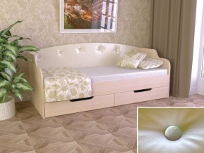 Кровать Юниор Тип 2 дуб молочный-белый перламутр 800х1600 в Чебаркуле - chebarkul.magazinmebel.ru | фото - изображение 1