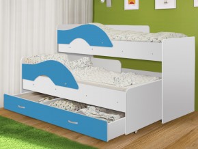 Кровать выкатная Радуга с ящиком 80х160 белая-голубой в Чебаркуле - chebarkul.magazinmebel.ru | фото - изображение 1