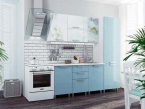 Кухня 2100 Бьянка голубые блестки в Чебаркуле - chebarkul.magazinmebel.ru | фото