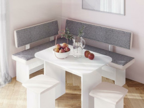 Кухонный уголок Парма Белый, ткань серая в Чебаркуле - chebarkul.magazinmebel.ru | фото - изображение 3