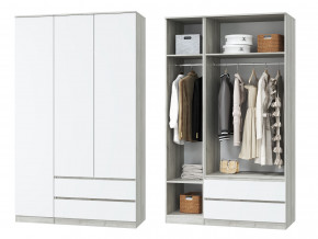 Шкаф для одежды трехдверный Лори дуб серый, белый в Чебаркуле - chebarkul.magazinmebel.ru | фото