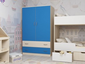 Шкаф двухстворчатый дуб молочный-голубой в Чебаркуле - chebarkul.magazinmebel.ru | фото - изображение 1